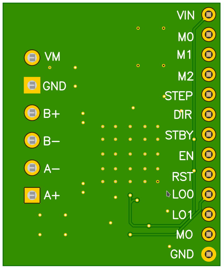 CodeLV TB67S128FTG driver eval board bottom view