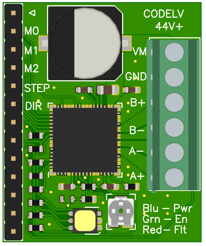 CodeLV TB67S128FTG driver eval board top view