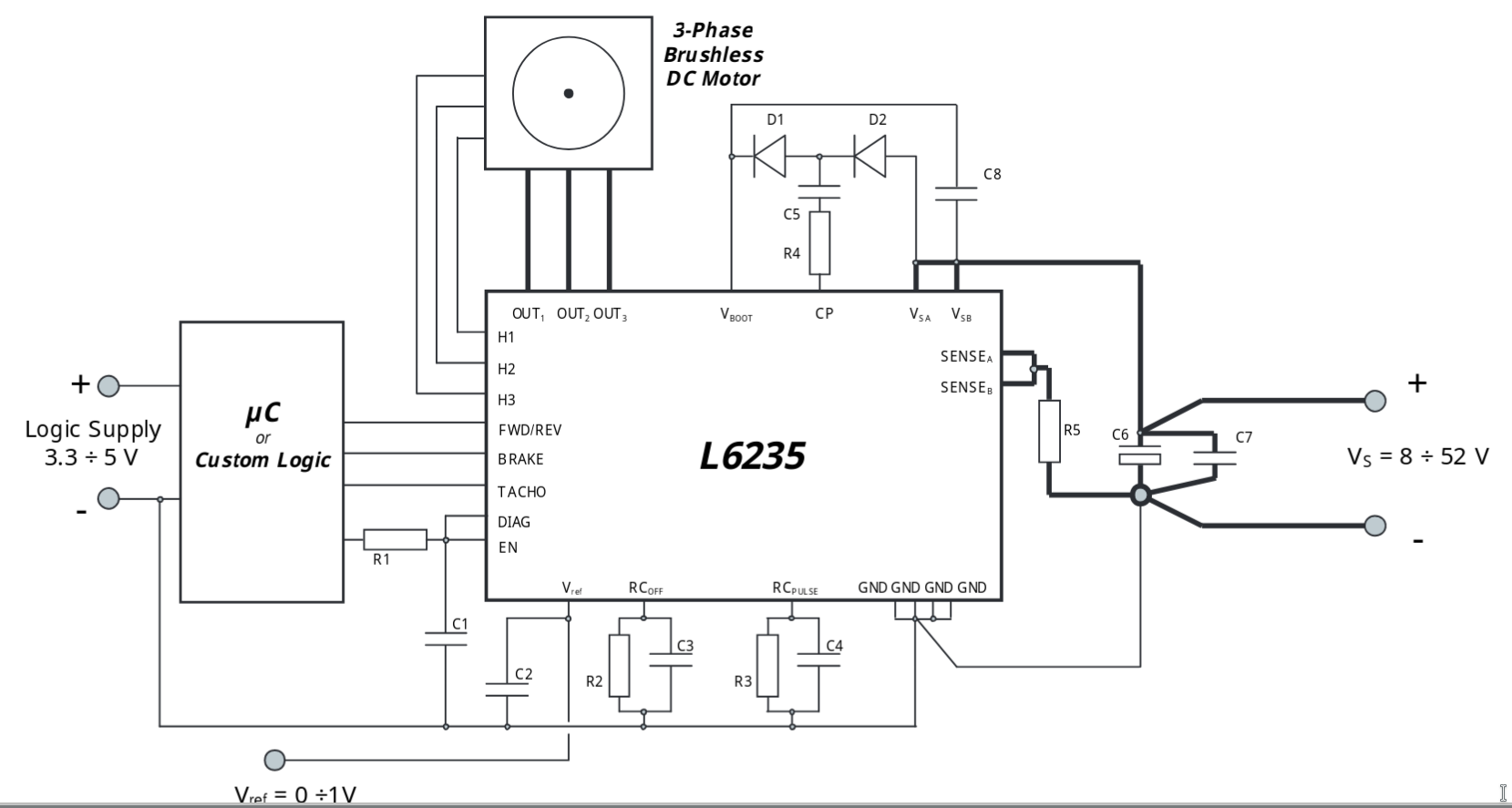 Контроллер двигателя схема. Brushless DC Motor Controller схема. Us-52 схема подключения бесколлекторного двигателя. Brushless Motor Controller схема. L6235 схема включения.